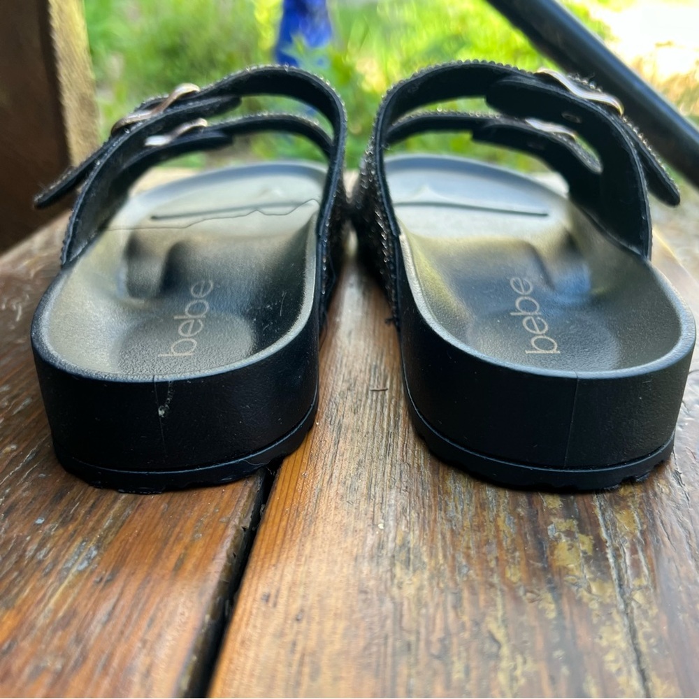 BEBE SPARKLY CHEETAH SLIDES SANDALS  SIZE 37  NEW - Picture 9 of 12
